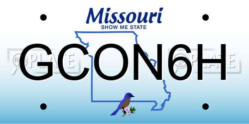 GCON6H Missouri License Plate