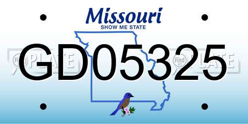GD05325 Missouri License Plate