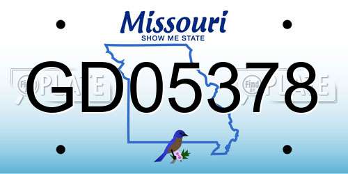 GD05378 Missouri License Plate