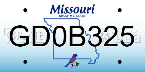 GD0B325 Missouri License Plate
