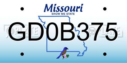 GD0B375 Missouri License Plate