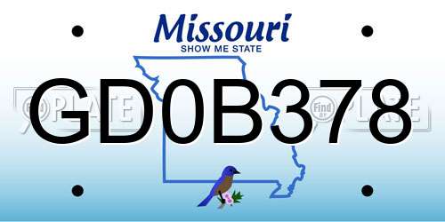 GD0B378 Missouri License Plate