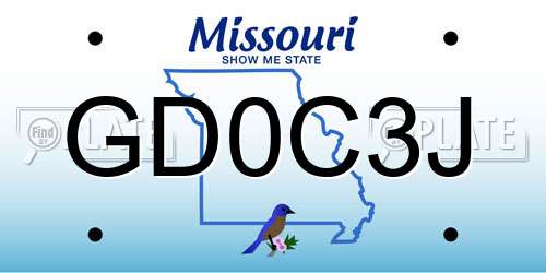 GD0C3J Missouri License Plate