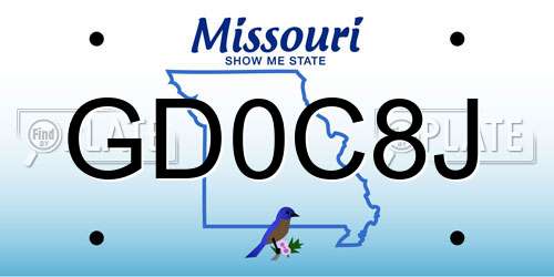 GD0C8J Missouri License Plate