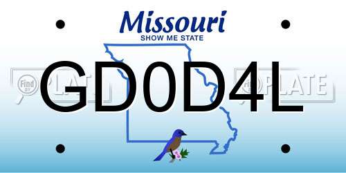 GD0D4L Missouri License Plate