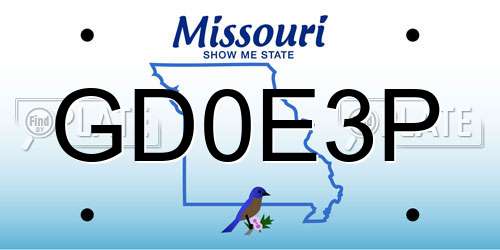 GD0E3P Missouri License Plate