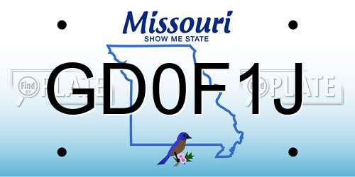 GD0F1J Missouri License Plate
