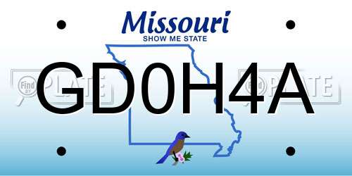 GD0H4A Missouri License Plate