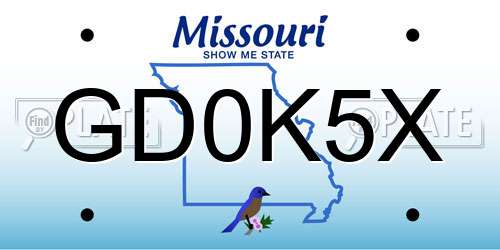 GD0K5X Missouri License Plate