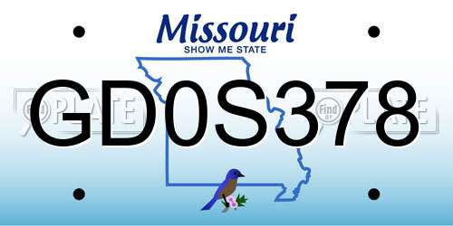 GD0S378 Missouri License Plate