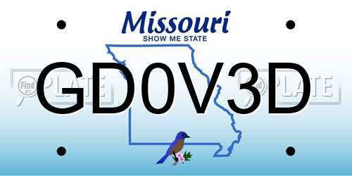 GD0V3D Missouri License Plate