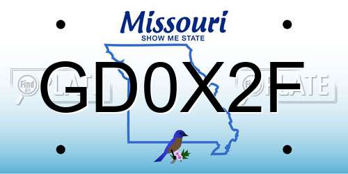 GD0X2F Missouri License Plate