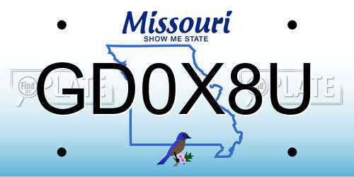 GD0X8U Missouri License Plate