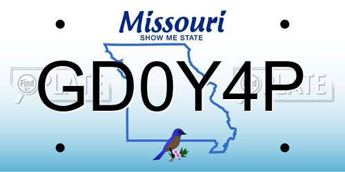 GD0Y4P Missouri License Plate