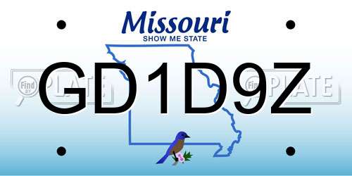 GD1D9Z Missouri License Plate