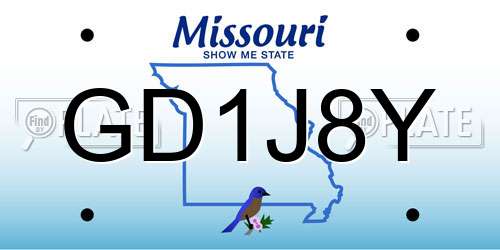 GD1J8Y Missouri License Plate