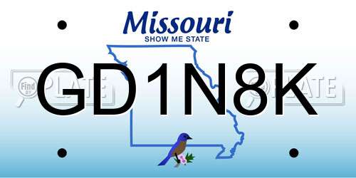 GD1N8K Missouri License Plate