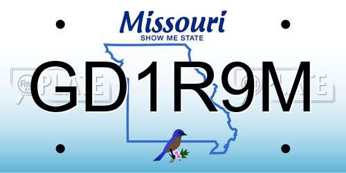 GD1R9M Missouri License Plate