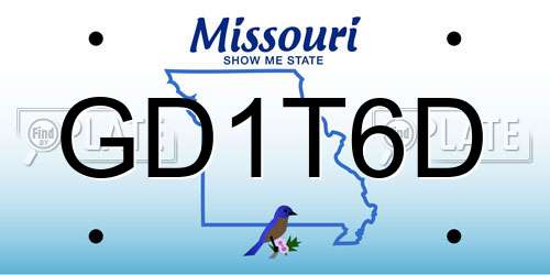 GD1T6D Missouri License Plate