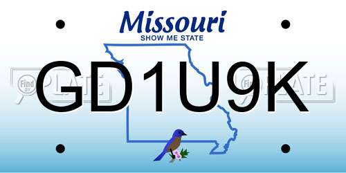 GD1U9K Missouri License Plate