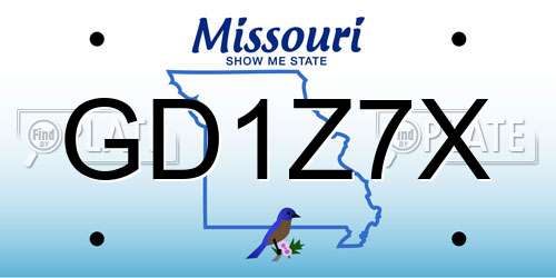GD1Z7X Missouri License Plate