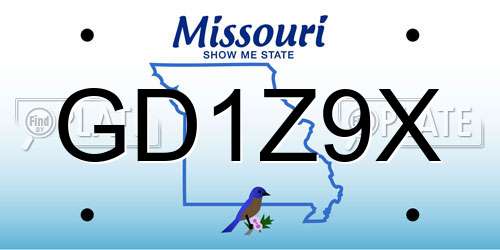 GD1Z9X Missouri License Plate