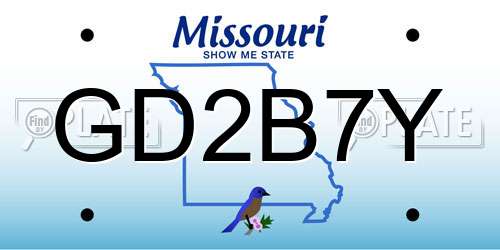 GD2B7Y Missouri License Plate