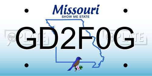 GD2F0G Missouri License Plate