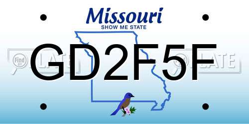 GD2F5F Missouri License Plate