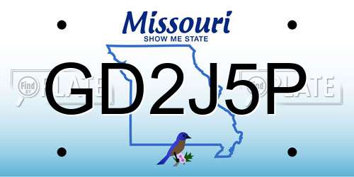 GD2J5P Missouri License Plate