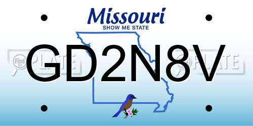 GD2N8V Missouri License Plate