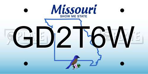GD2T6W Missouri License Plate