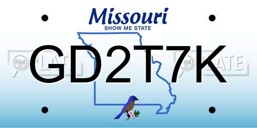 GD2T7K Missouri License Plate