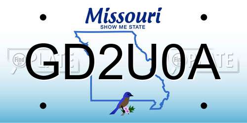 GD2U0A Missouri License Plate
