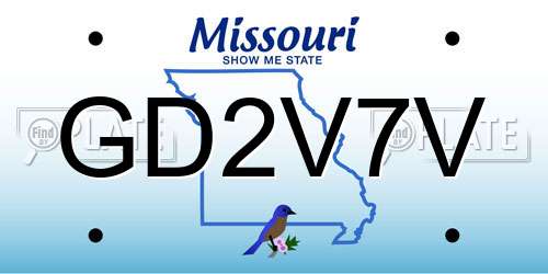 GD2V7V Missouri License Plate