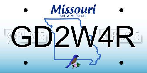 GD2W4R Missouri License Plate