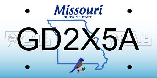 GD2X5A Missouri License Plate