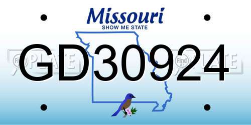 GD30924 Missouri License Plate