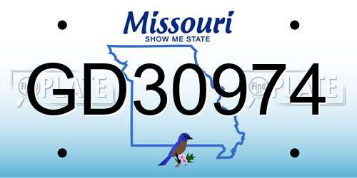 GD30974 Missouri License Plate