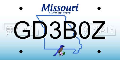 GD3B0Z Missouri License Plate