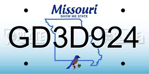 GD3D924 Missouri License Plate
