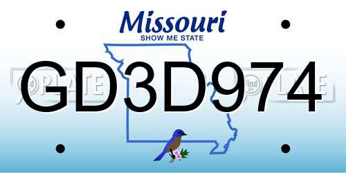 GD3D974 Missouri License Plate