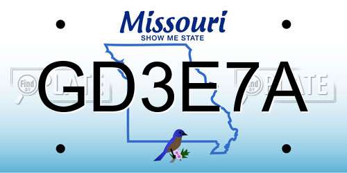 GD3E7A Missouri License Plate