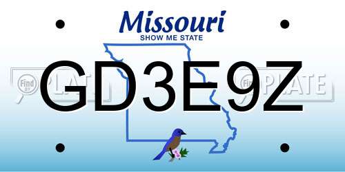 GD3E9Z Missouri License Plate