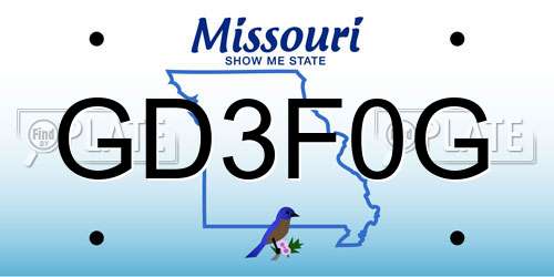 GD3F0G Missouri License Plate