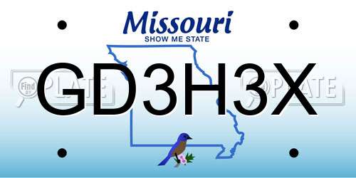 GD3H3X Missouri License Plate