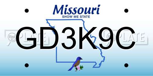 GD3K9C Missouri License Plate