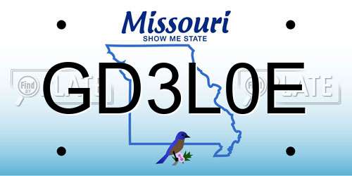 GD3L0E Missouri License Plate