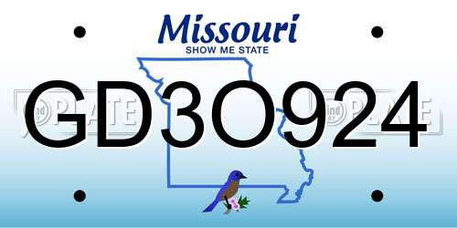 GD3O924 Missouri License Plate