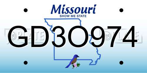 GD3O974 Missouri License Plate